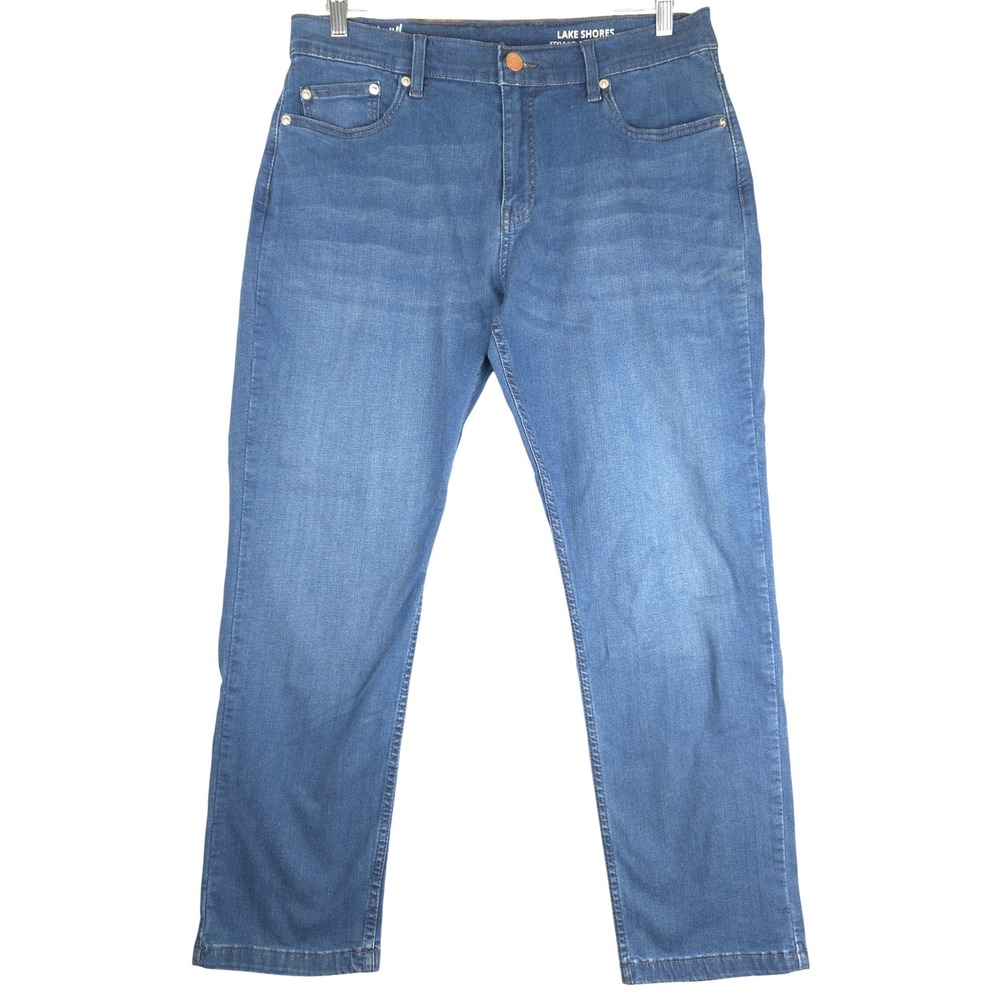 Mugsy Jeans Lake Shores Mens Blue Stretch Denim 36x30 (Fits 34x29)